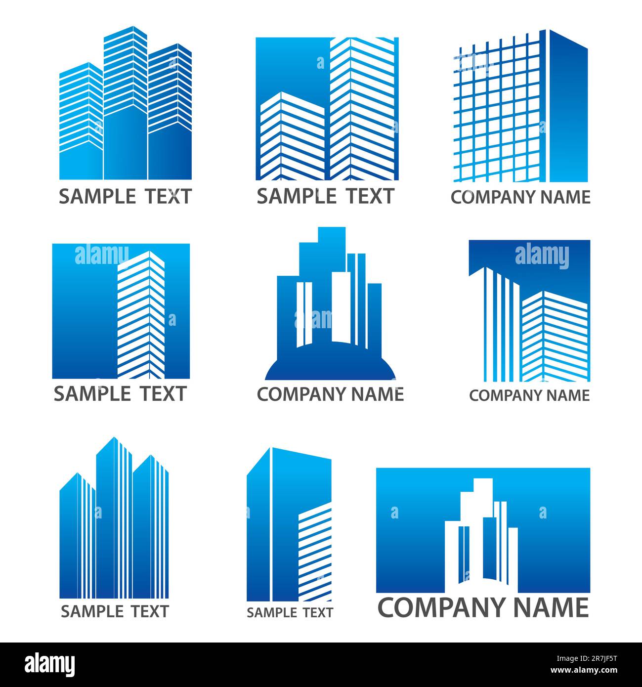 Template set of vector icons - skyscrapers. Used as a corporate template signs for companies. Building, real estate and finance. Just place your ow... Stock Vector