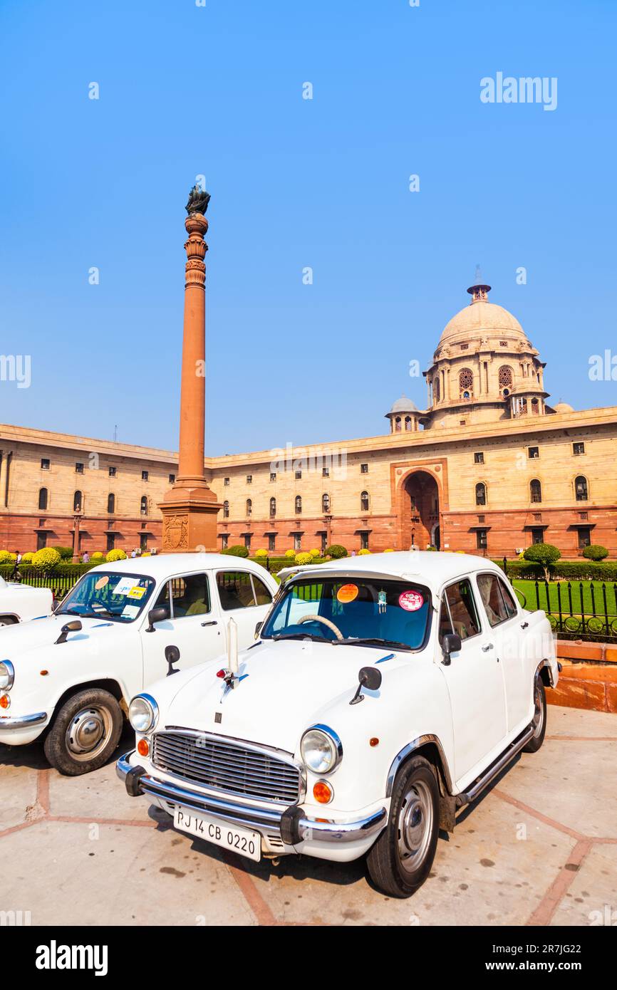 Delhi, India November 17, 2011 AMBASSADOR car in front of indian