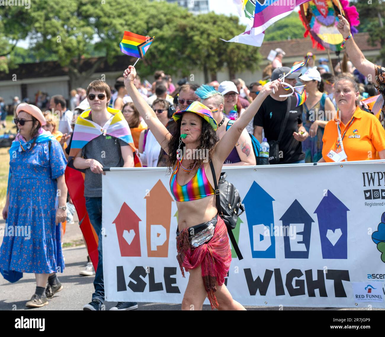 Portsmouth Pride photograph of participants in the LGBTQIA+ parade at