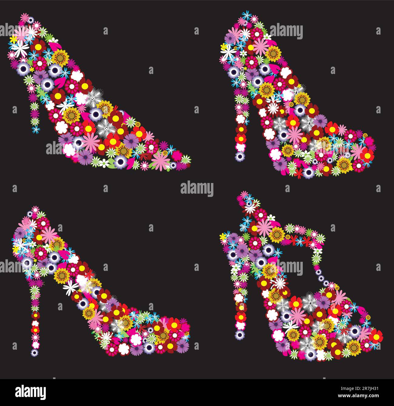 Vector illustration of floral shoes Stock Vector