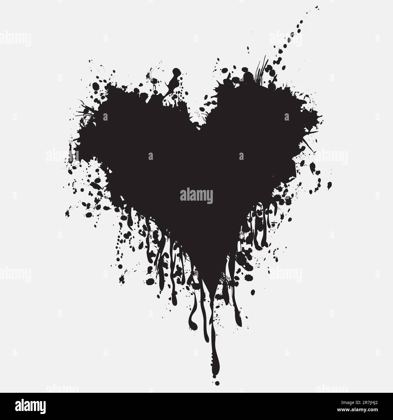 Grunge heart ink blood vector. Love splash splatter illustration. Stock Vector