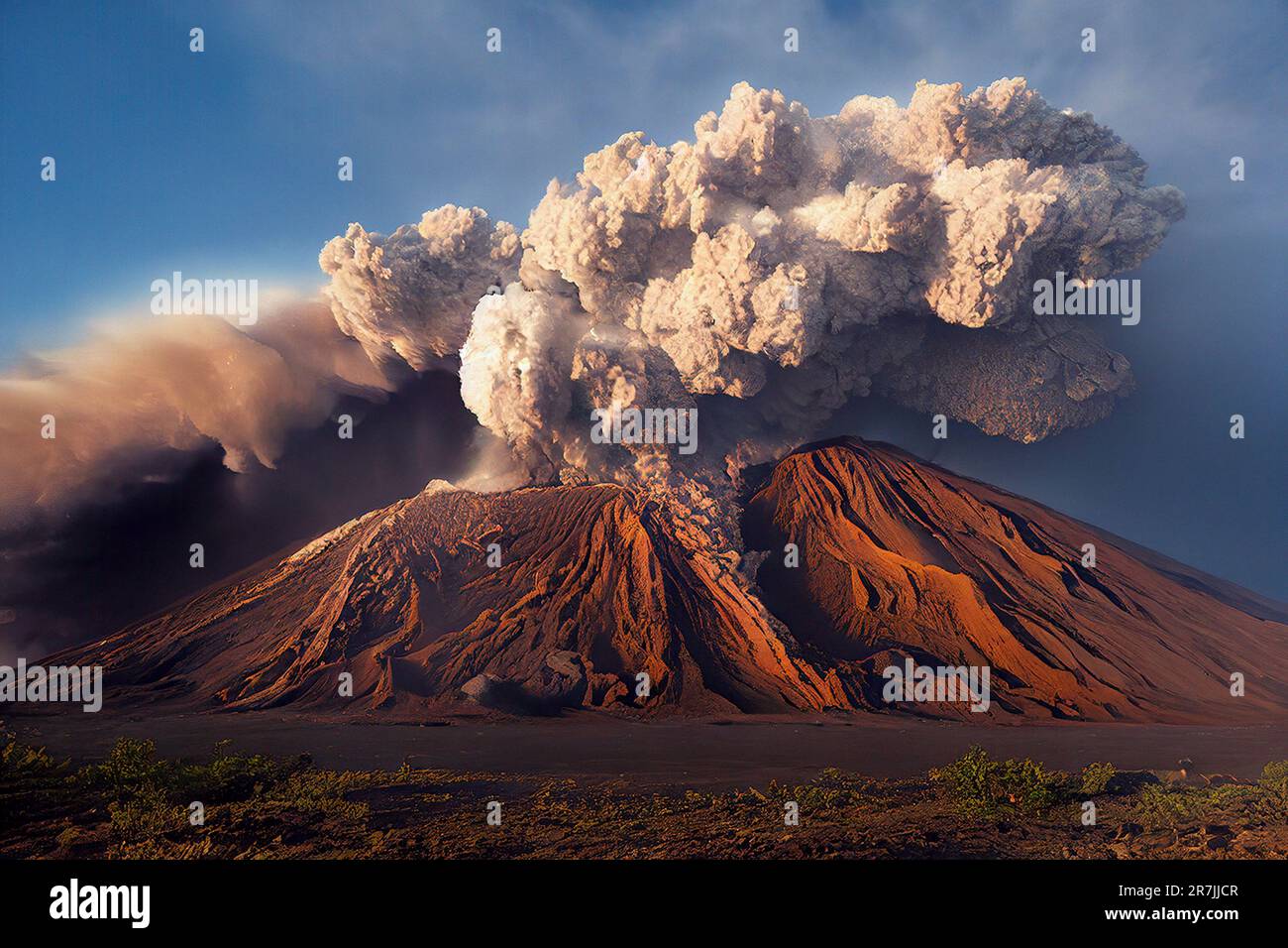 Pyroclastic Flow Spreading Out From An Erupting Volcano Stock Photo - Alamy