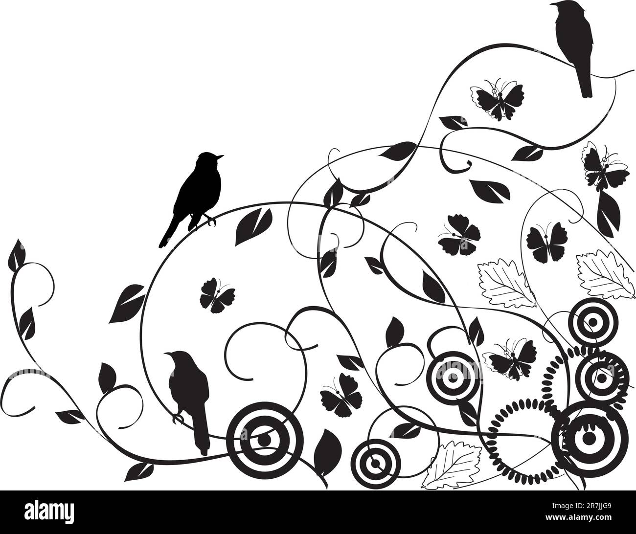 Vector illustration of floral background with birds Stock Vector Image ...