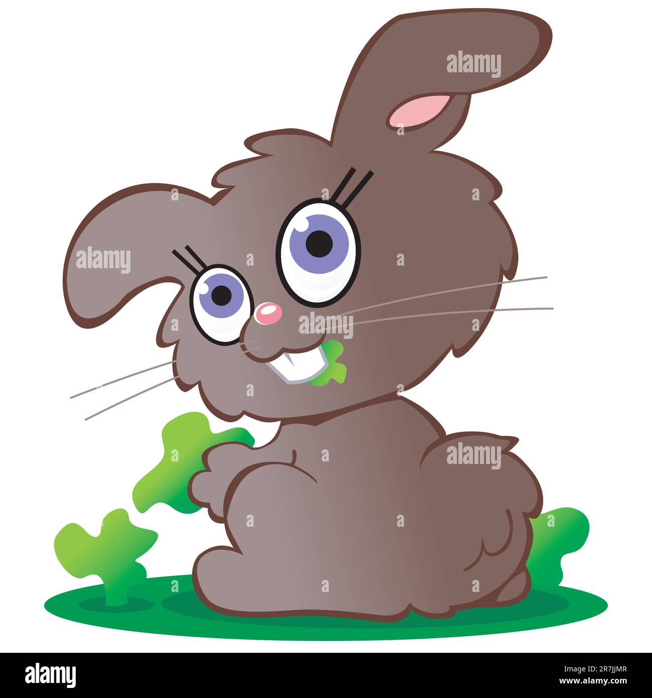 A brown bunny rabbit is in a garden eating greens Stock Vector
