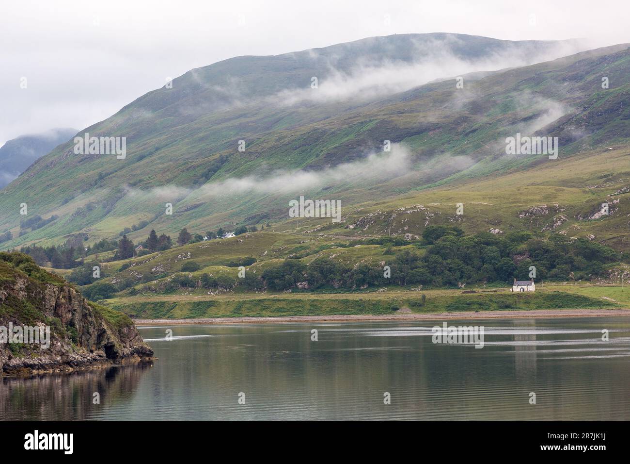 Rising Mist in the Mountains around Loch Broom, Ullapool,Ross and Cromarty,Scotland, United Kingdom, Great Britain Stock Photo