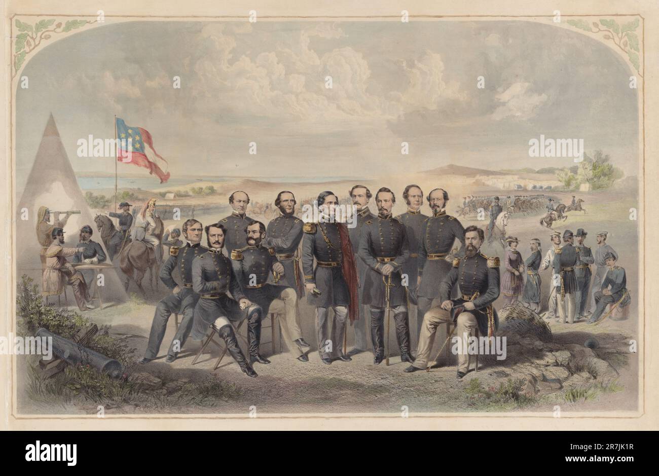 Jefferson Davis and His Generals c. 1861 Stock Photo