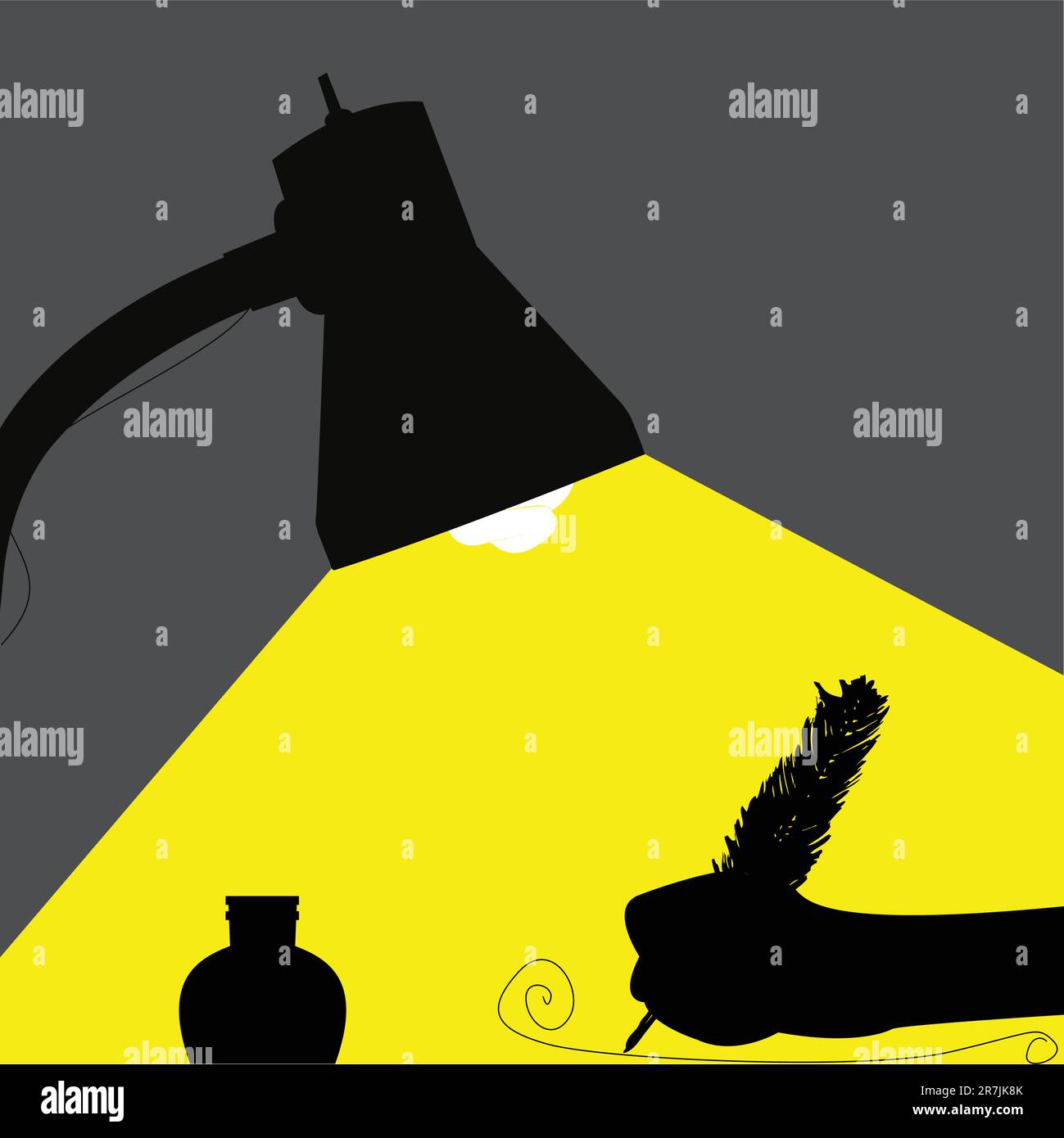 vector illustration of a hand writing with feather Stock Vector Image ...