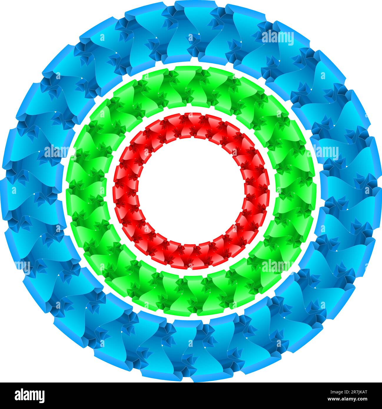 Colored ribbons twirled in a circle on white background Stock Vector