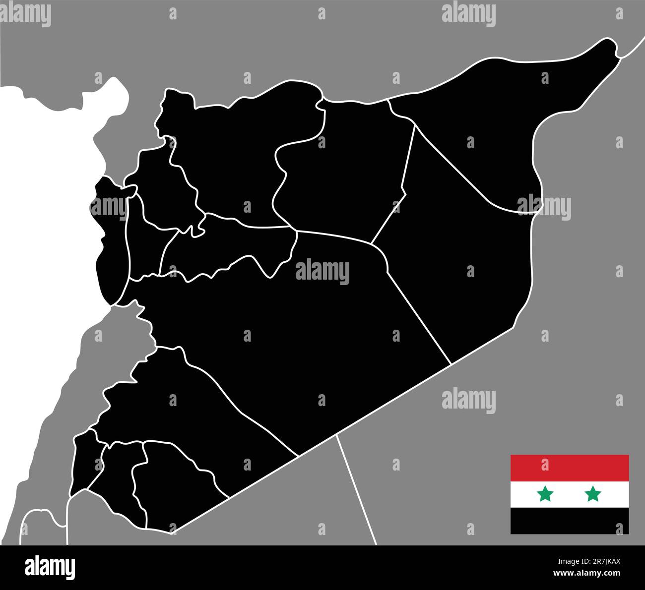 vector illustration of the map of syria Stock Vector