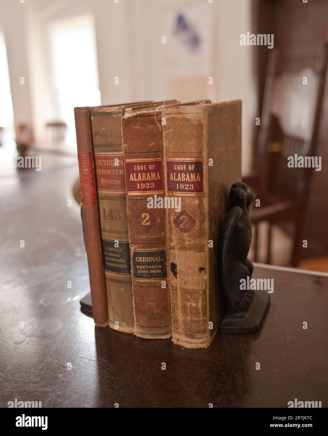 interior of Monroeville, Alabama courthouse, now a museum showing 1923 law books Stock Photo Alamy