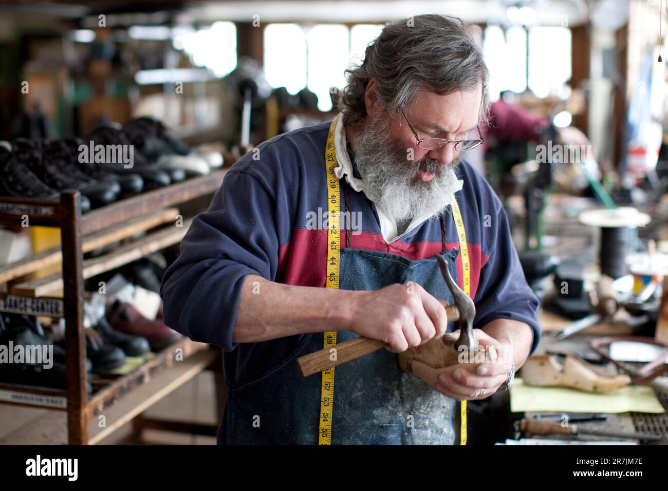 Making hiking boots the old fashioned way at Peter Limmer Sons boot shop in Intervale NH Stock Photo Alamy