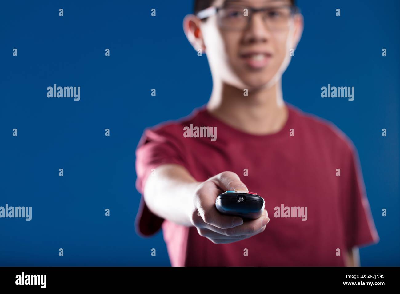 focused forefront of a remote control for a TV or home appliance like a