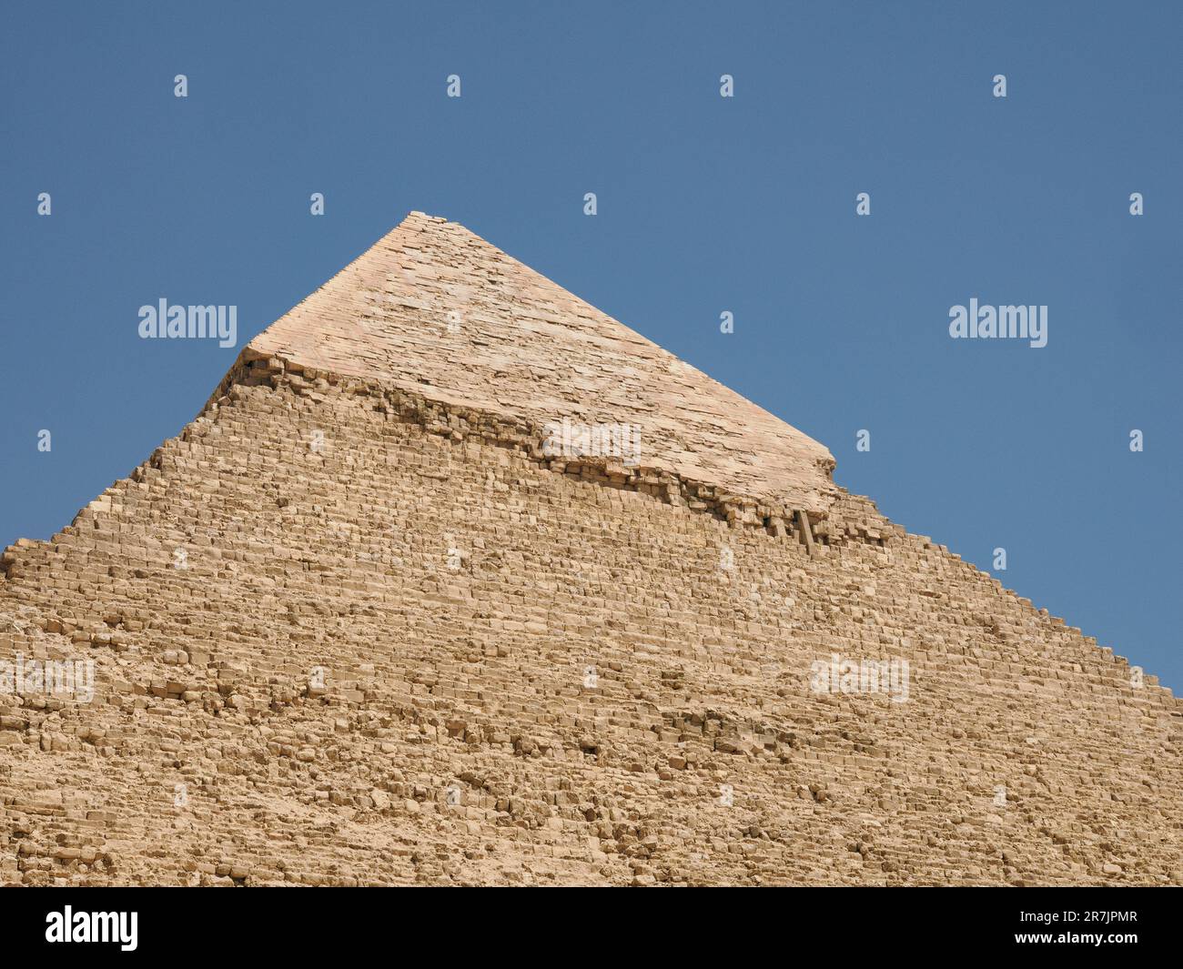 Sunny Cheops Pyramid Top: Exploring an Ancient Geometric Wonder Stock Photo