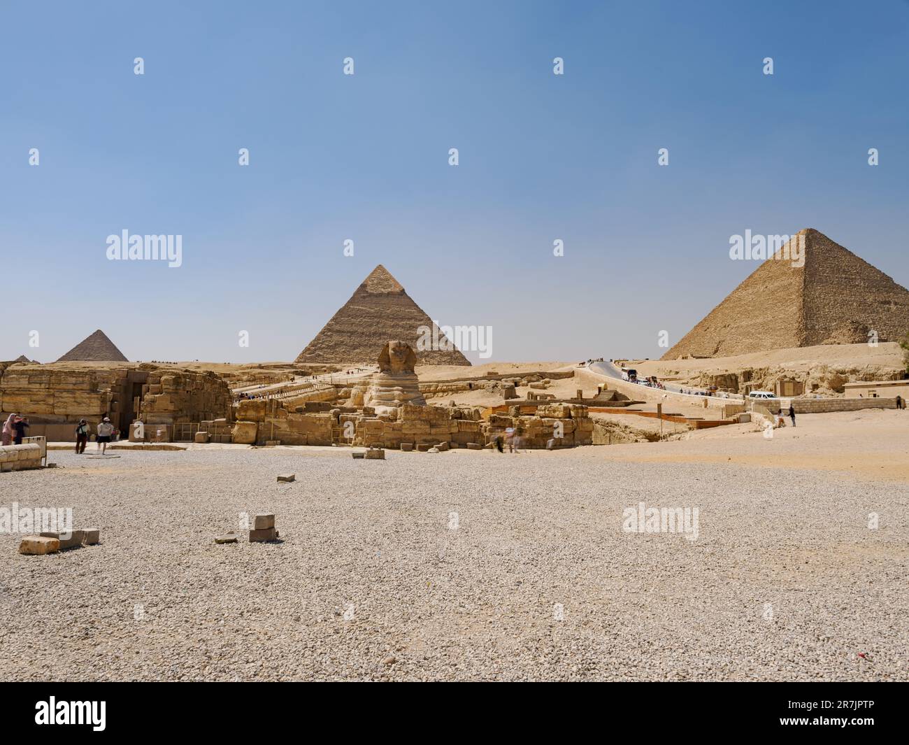 Pyramids of Gizeh: Ancient Architectural Wonders in Egypts Arid Stock Photo