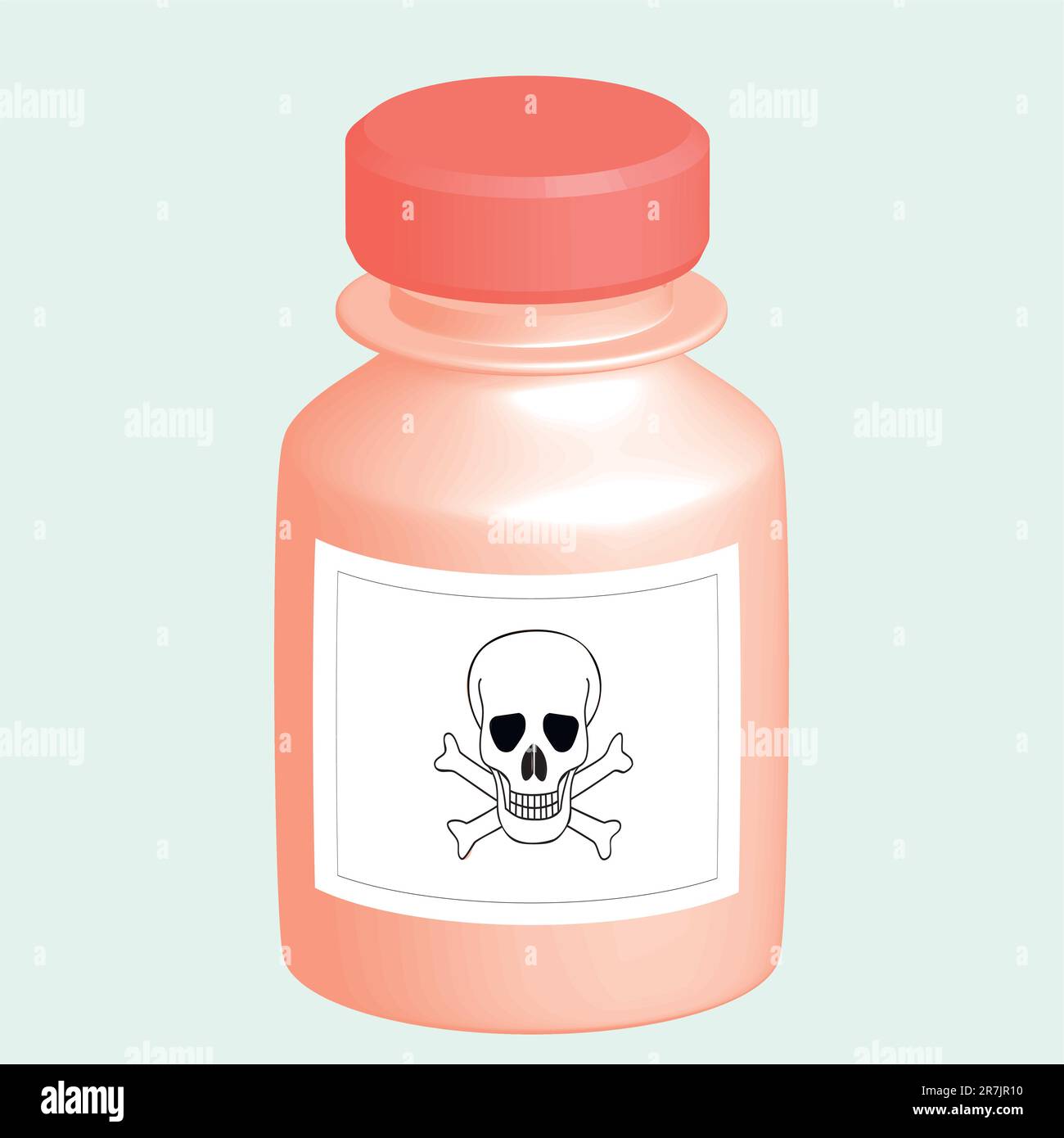 Vector image of a red bottle with a poisonous liquid Stock Vector