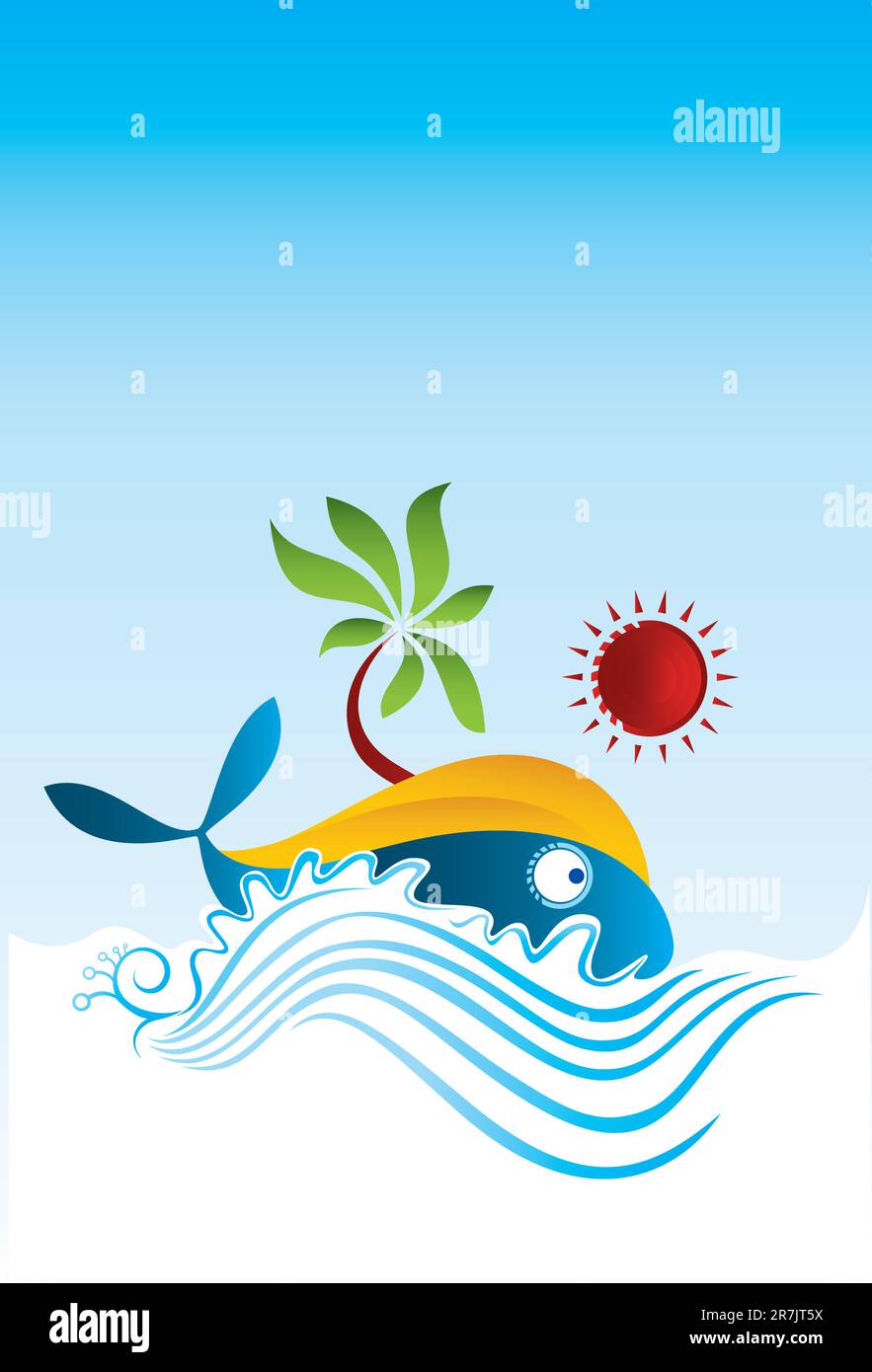 Summer holiday island with fish wallpaper Stock Vector Image & Art - Alamy