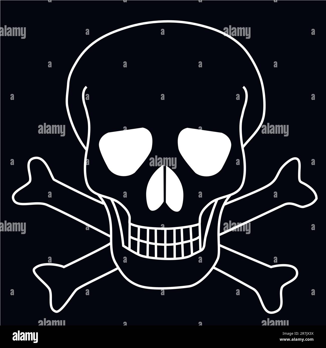 Vector image of a skull and crossbones on a black background Stock Vector