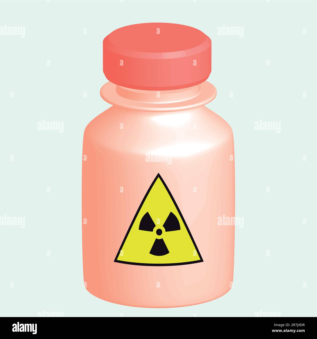 Vector image of a red bottle with the label of the dangers Stock Vector