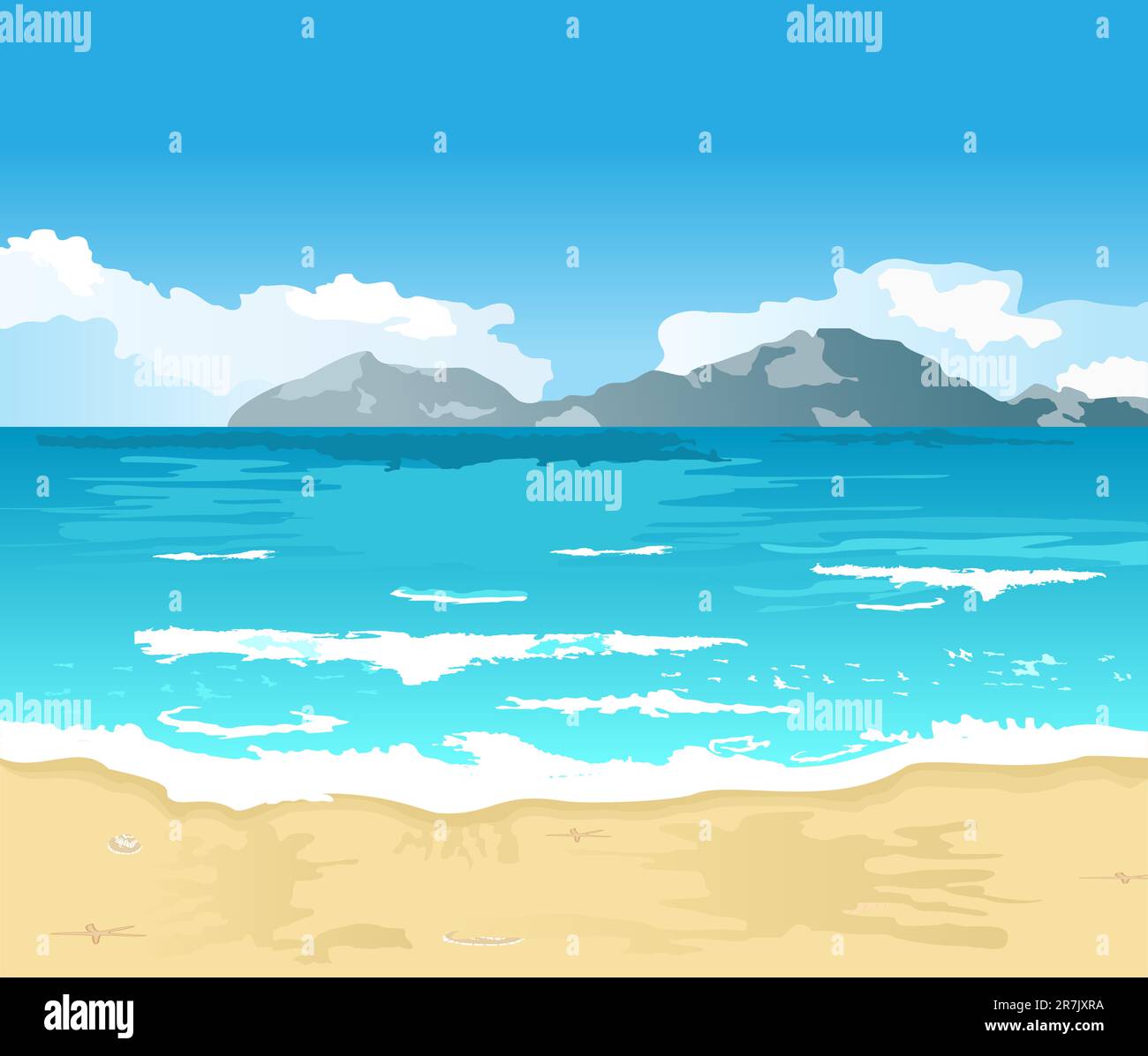 Illustration beautiful summer background with beach - vector Stock Vector