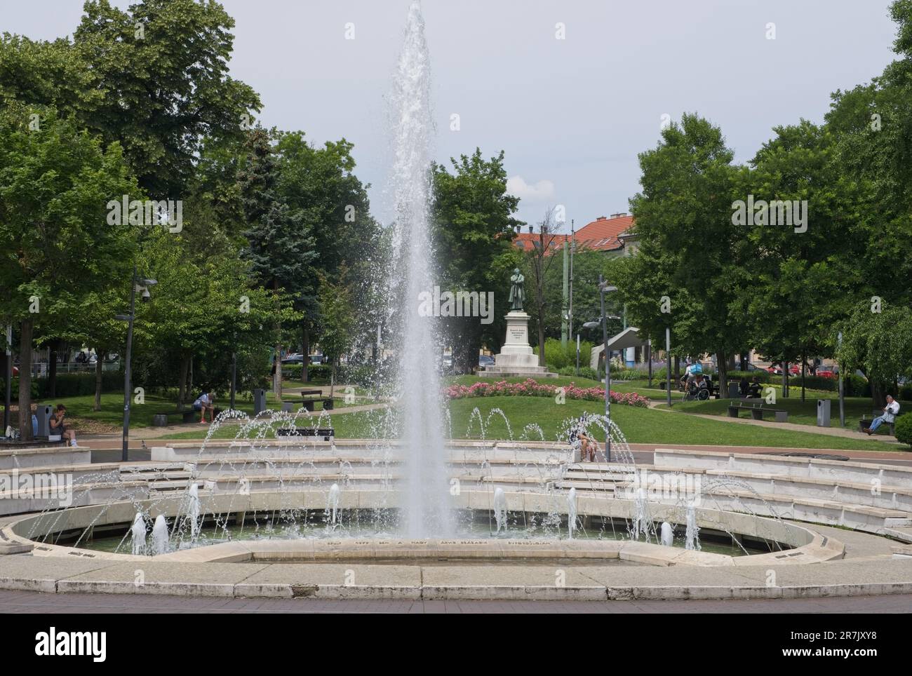 Szeged, Hungary - Jun 15, 2023: A walking in the center of Szeged city in southwestern Hungary in a sunny spring day. University. Selective focus Stock Photo