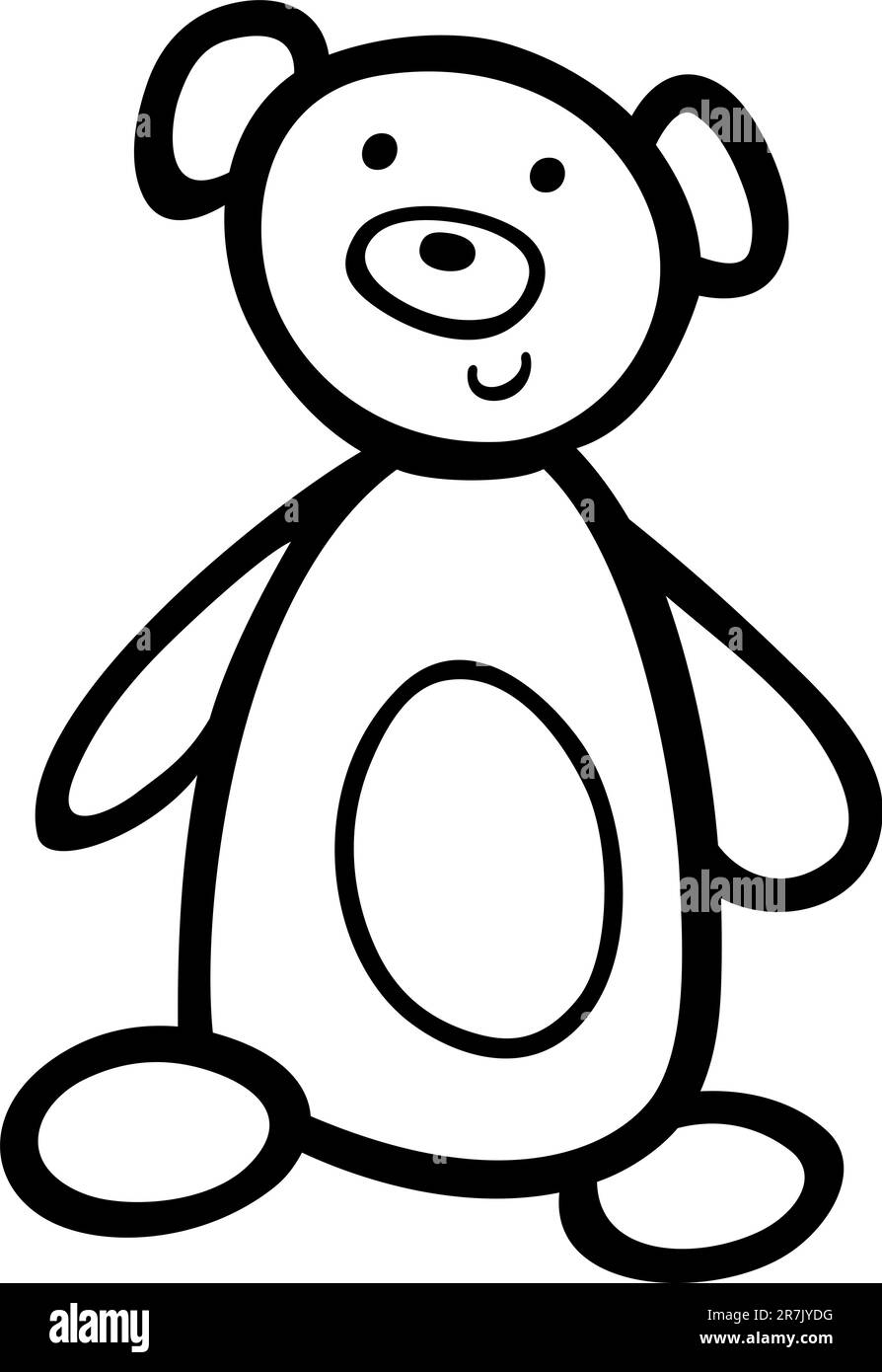 cartoon illustration of cute teddy bear toy for coloring book Stock Vector