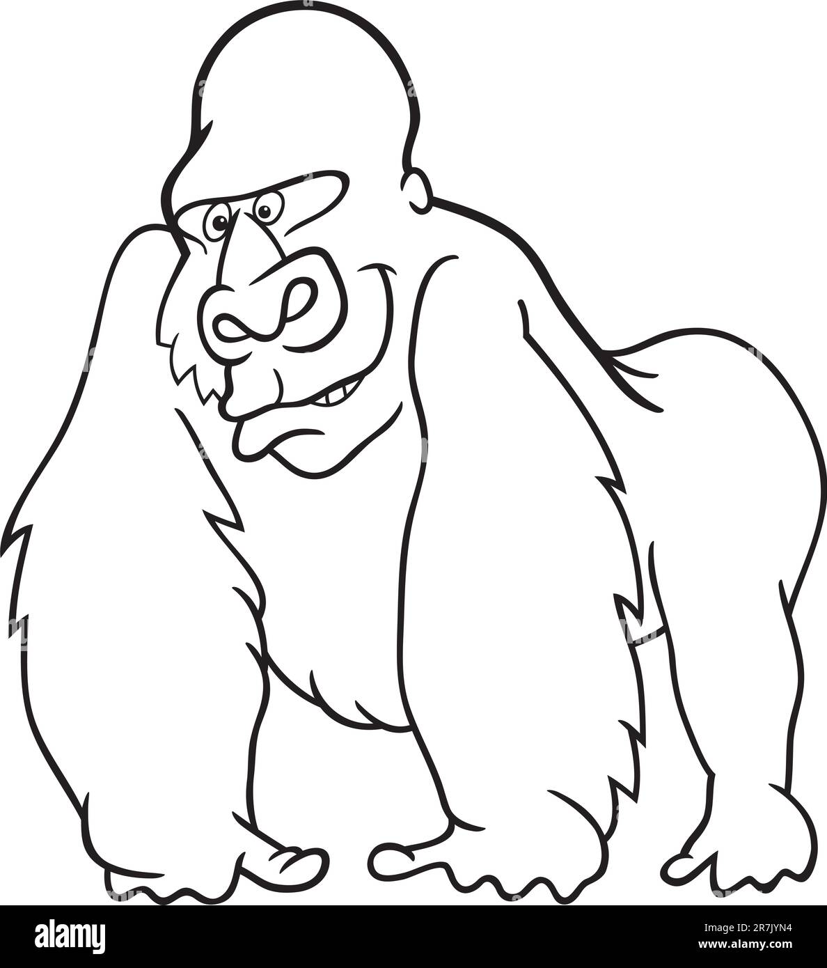 cartoon illustration of silver gorilla for coloring book Stock Vector