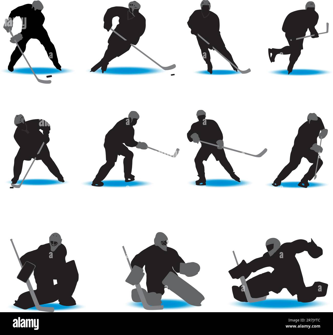 Hockey Silhouettes. Vector illustration for you design Stock Vector