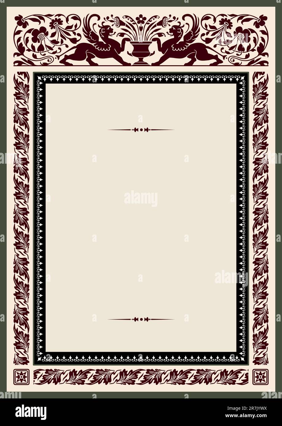 Vintage frame for certificate, awards or diploma template with heraldic ...