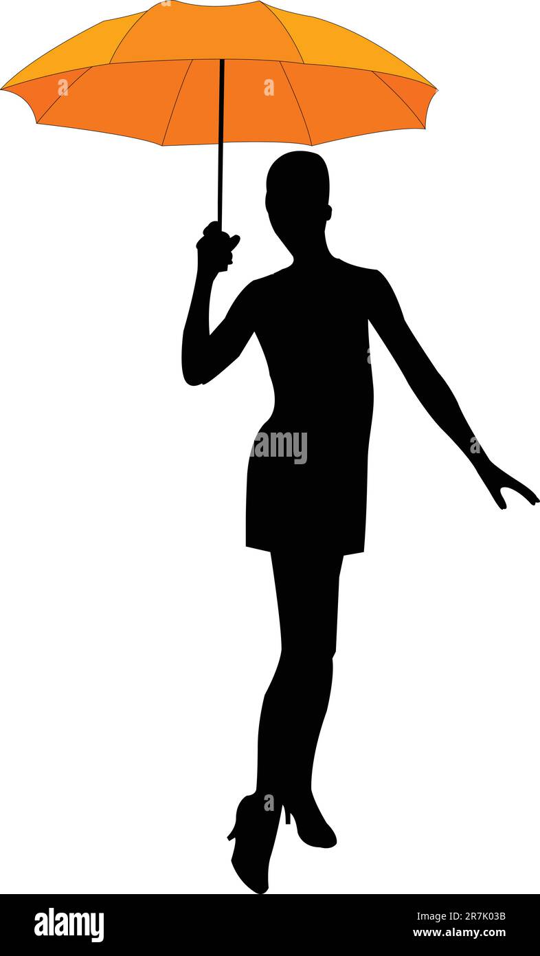 illustration of girl with umbrella vector Stock Vector Image & Art