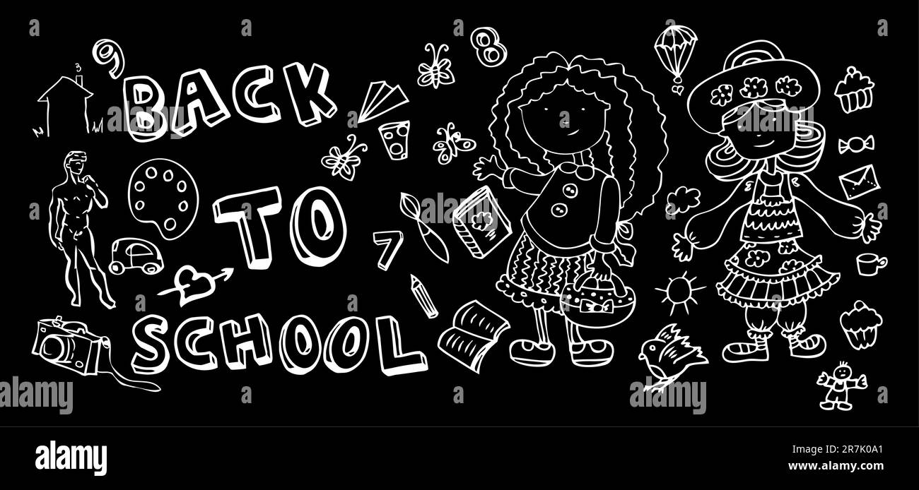 Back to school doodle Hand-Drawn BTS Sketchy Doodles Stock Vector