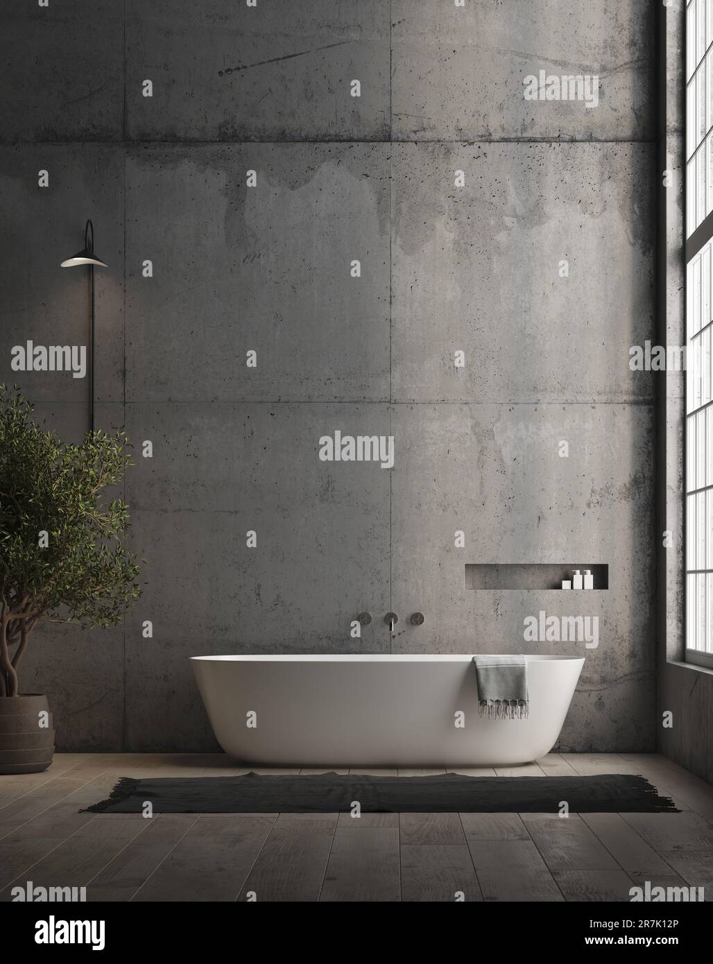 A closer look at Exposed Concrete Walls In Bathroom