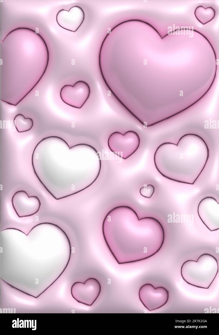 3D render of a cute wallpaper background with inflated hearts ...