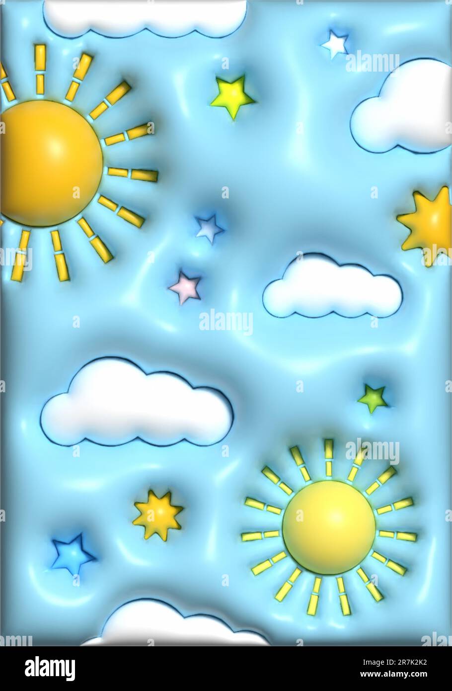 3D render of a cute wallpaper background with summer icons design Stock Photo