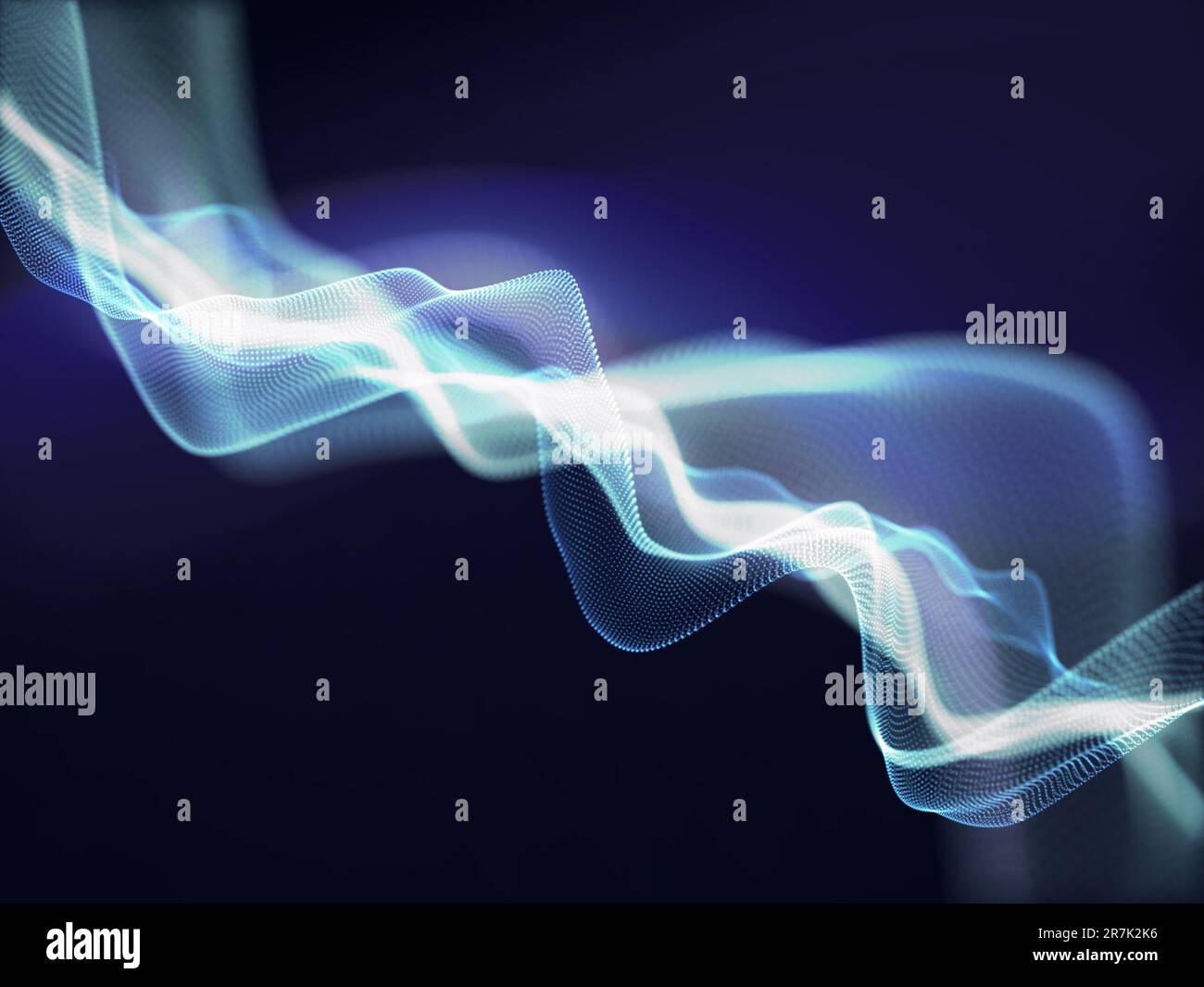 3D render of a network data abstract background with flowing particles ...