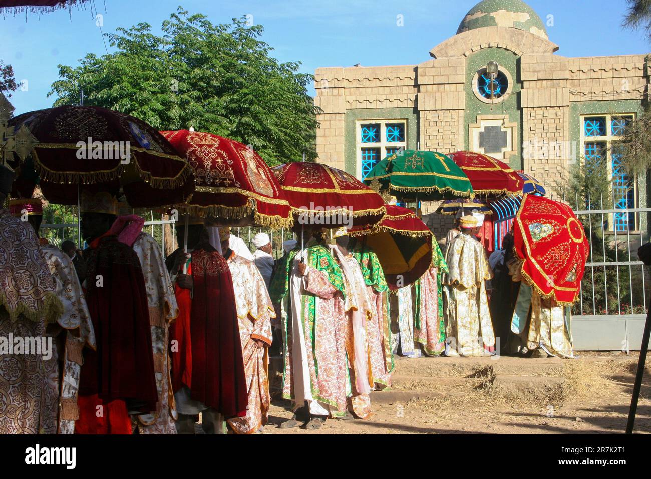 Ethiopia, Axum, The Church of Our Lady Mary of Zion said to houses the Biblical Ark of the Covenant The ark is brought out for the Timket ceremony (ce Stock Photo