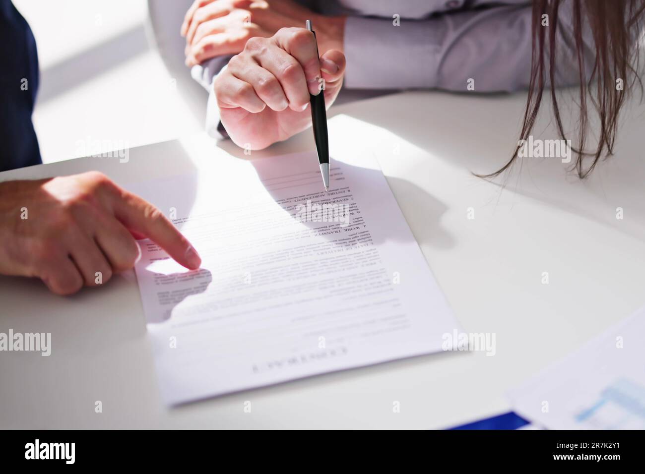 Lawyer Hand Document Review And Contract Mediation Stock Photo Alamy