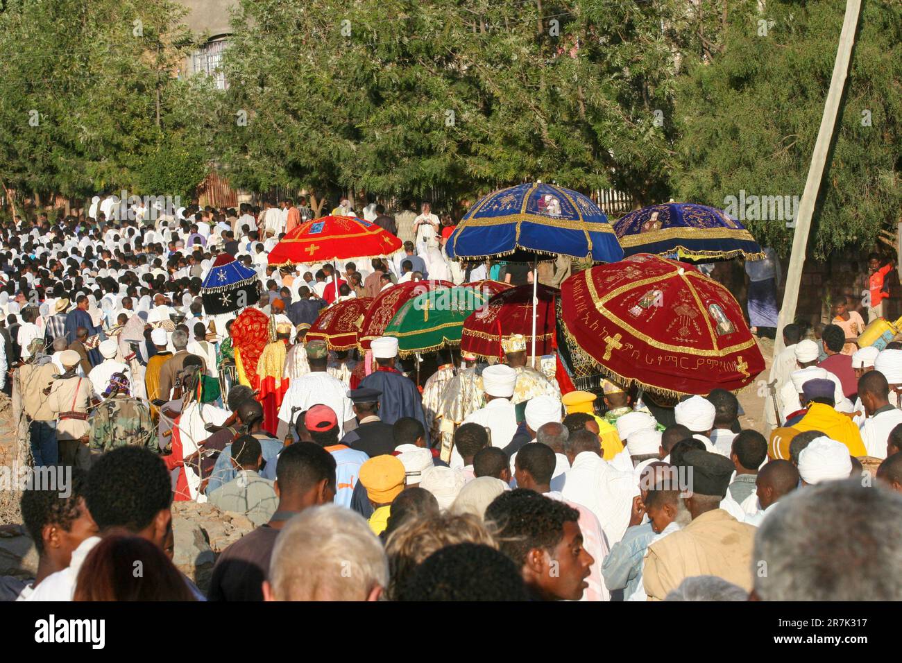 Ethiopia, Axum, The Church of Our Lady Mary of Zion said to houses the Biblical Ark of the Covenant The ark is brought out for the Timket ceremony (ce Stock Photo