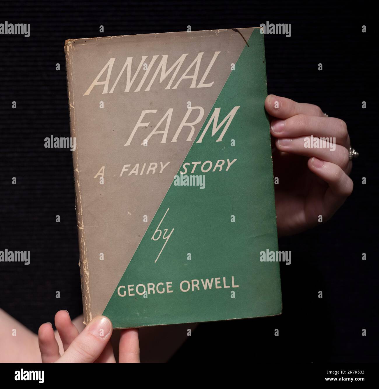 Bonhams, Knightsbridge, London, UK. 16th June, 2023. The Fine Books & Manuscripts sale takes place on 21 June. Highlights include: George Orwell, Animal Farm. A Fairy Story, First Edition, First Issue, Secker & Warburg, 1945, estimate £2,000-3,000. Credit: Malcolm Park/Alamy Live News Stock Photo