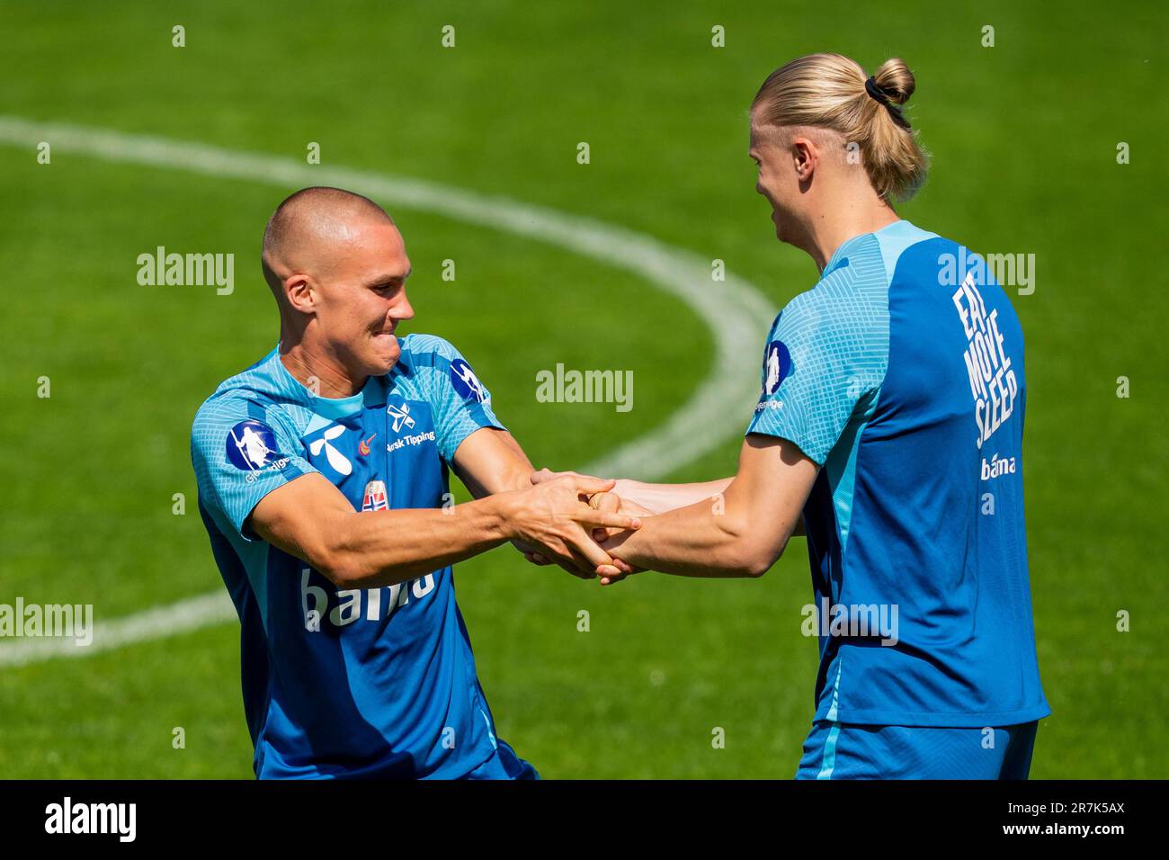 Oslo 20230616.Leo Skiri Ostigård and Erling Braut Haaland during