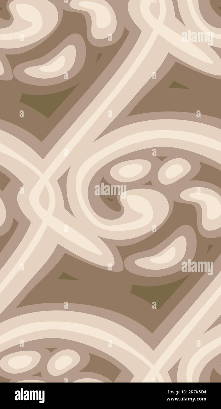 Seamless background pattern with brown flowing lines and blobs Stock Vector