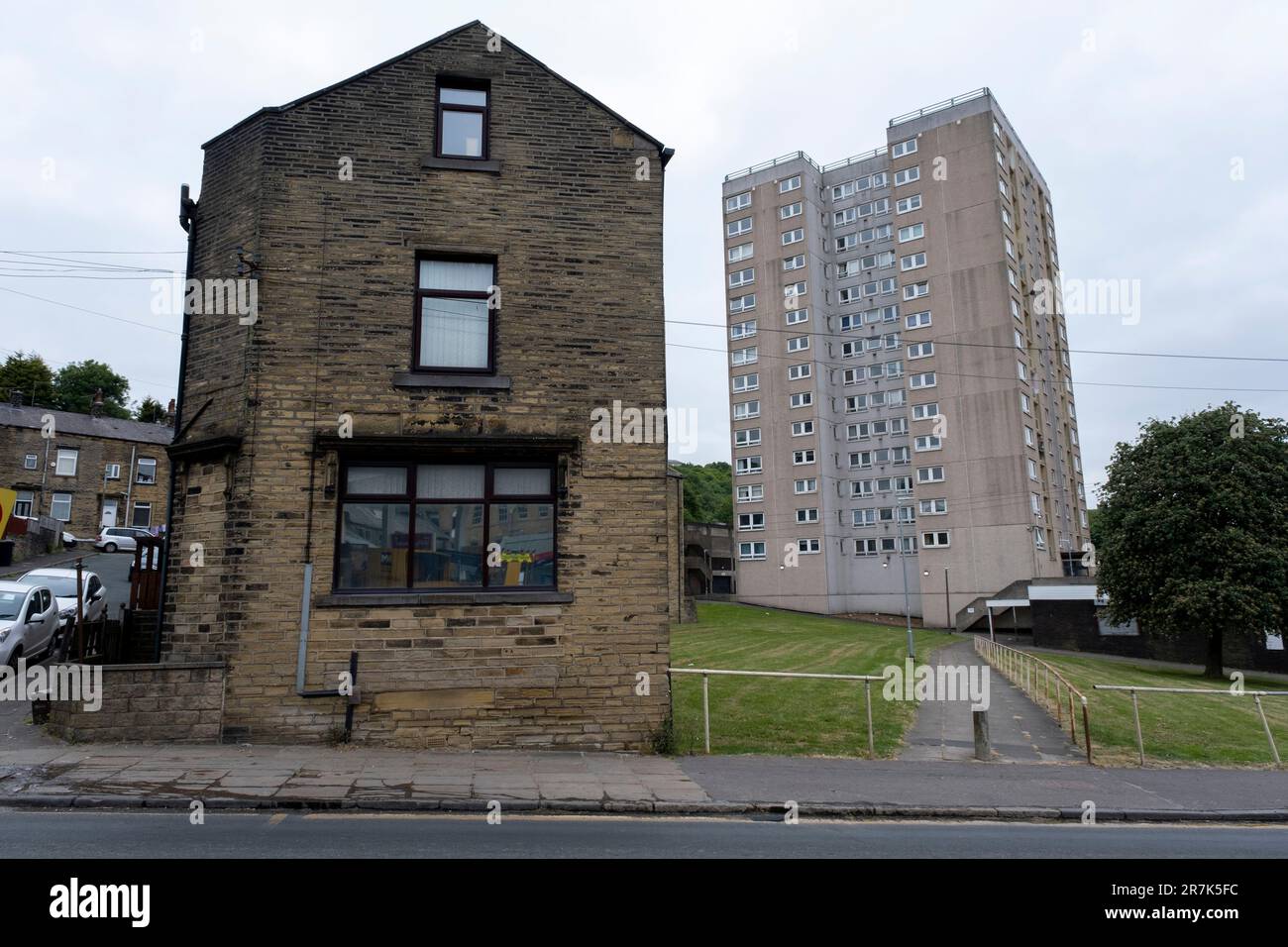 Old mill workers cottages within the terraced streets of Woodside, part