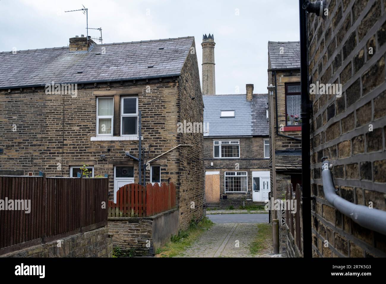 Old mill workers cottages within the terraced streets of Woodside, part