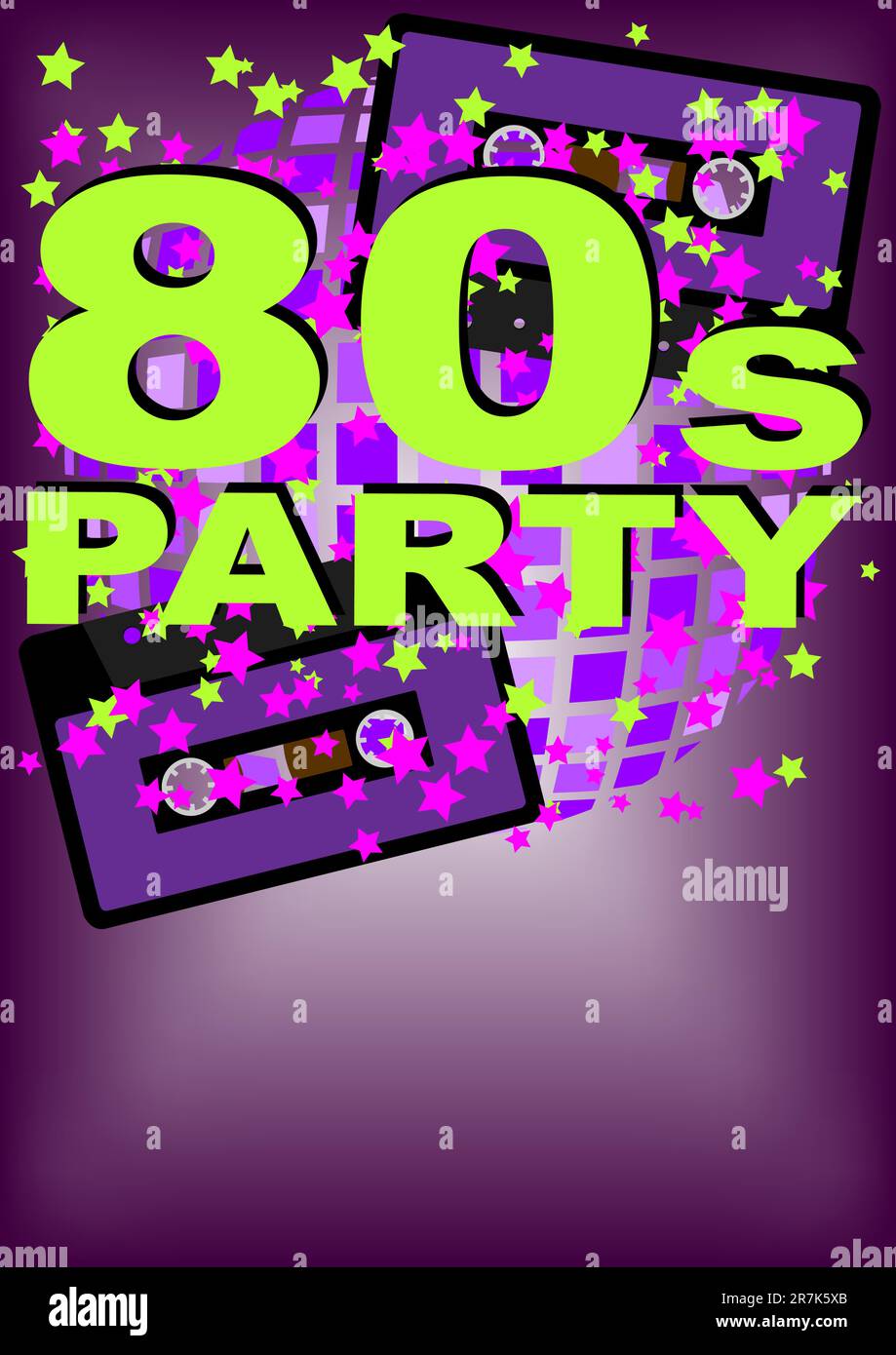 Retro Party Background - audio cassette tape on multicolor background Stock Vector