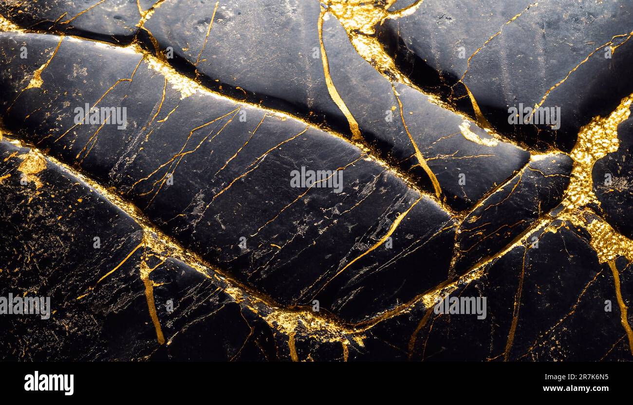 black marble with golden veins ,Black marbel natural pattern for
