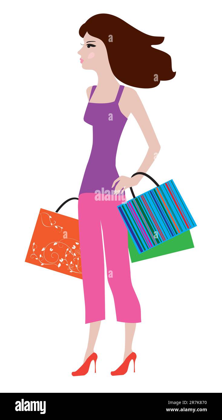 Vector illustration of a shopping girl Stock Vector Image & Art - Alamy