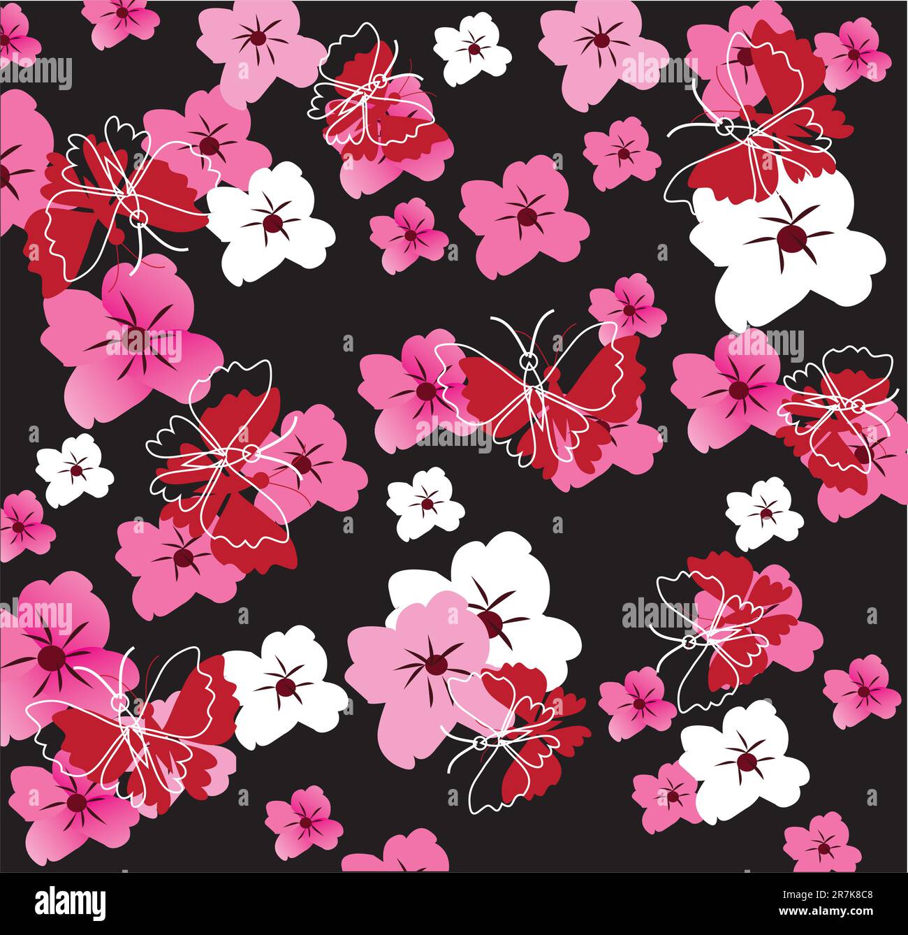 Vector illustration of floral background with butterflies Stock Vector ...