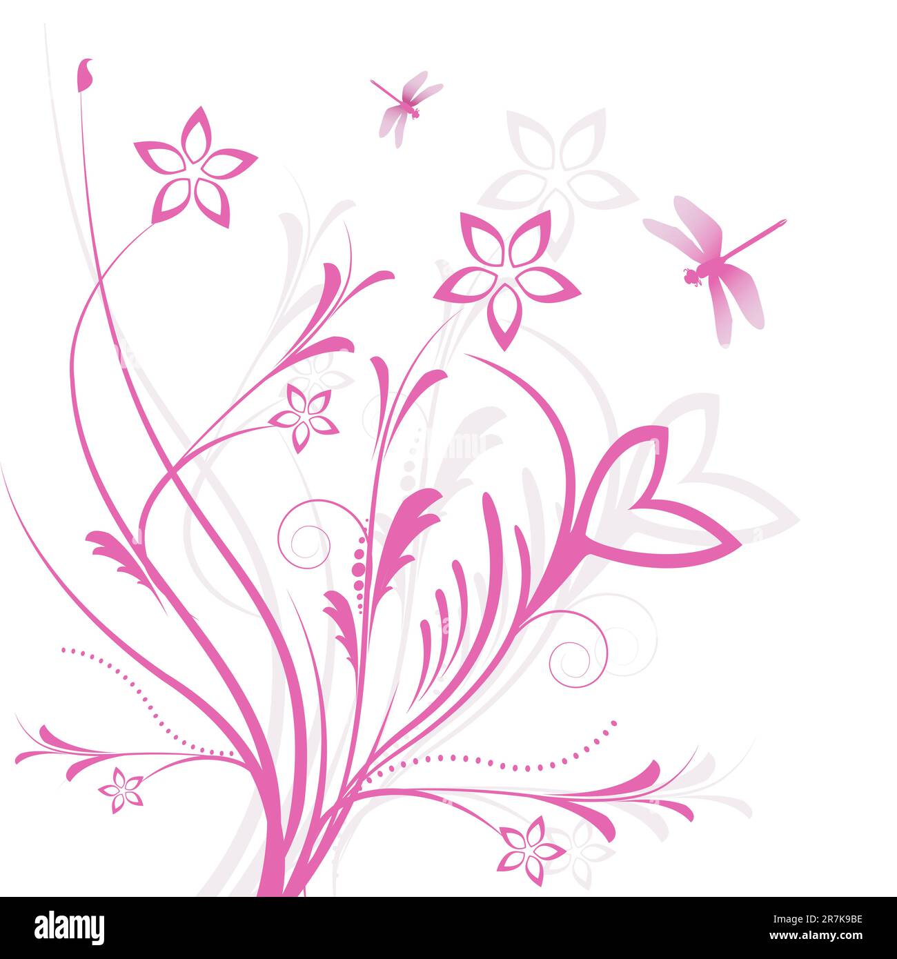 illustration of floral background with butterfly on white background ...