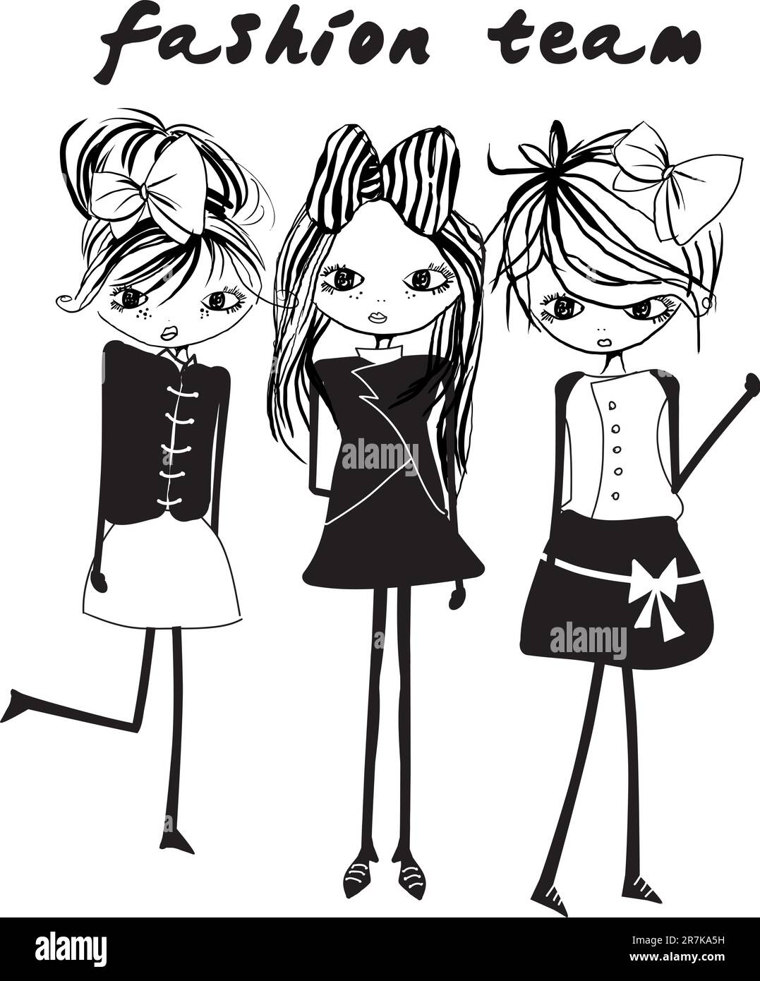 fashion girls with trend shopping illustration sketch drawing  vector Stock Vector