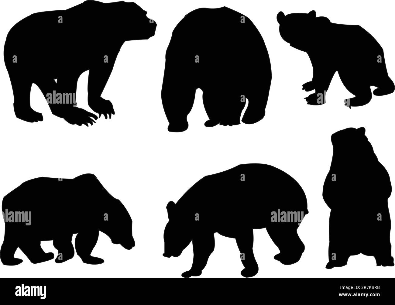 bears collection silhouette - vector Stock Vector