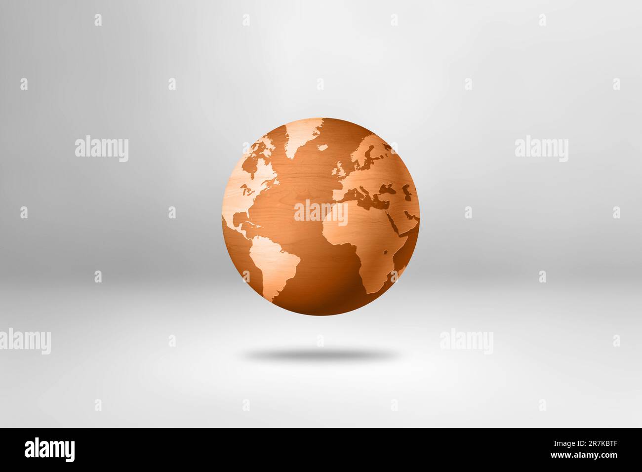 Wooden world globe isolated on white background. 3D illustration Stock ...
